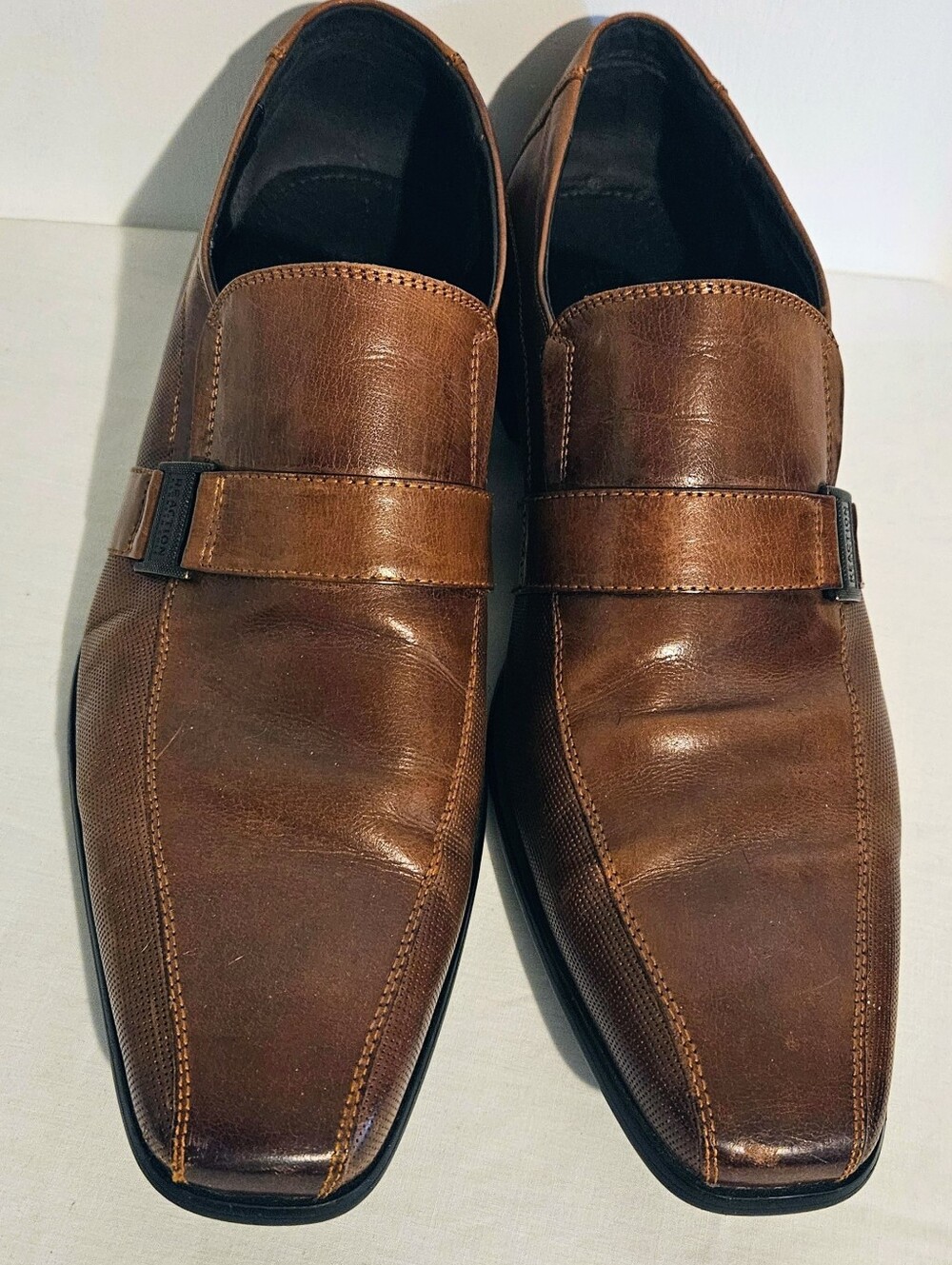 Kenneth Cole Reaction Big News Loafers Mens 11M Cognac Leather Dress Shoes